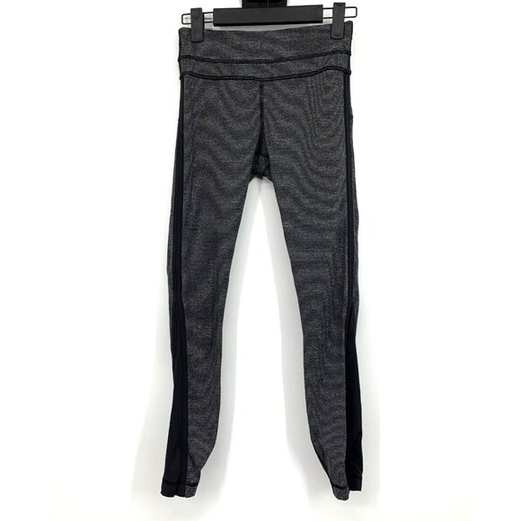 Lululemon Leggings Run Pace Tight Gray Black Wee Stripe Luxtreme - Picture 2 of 10